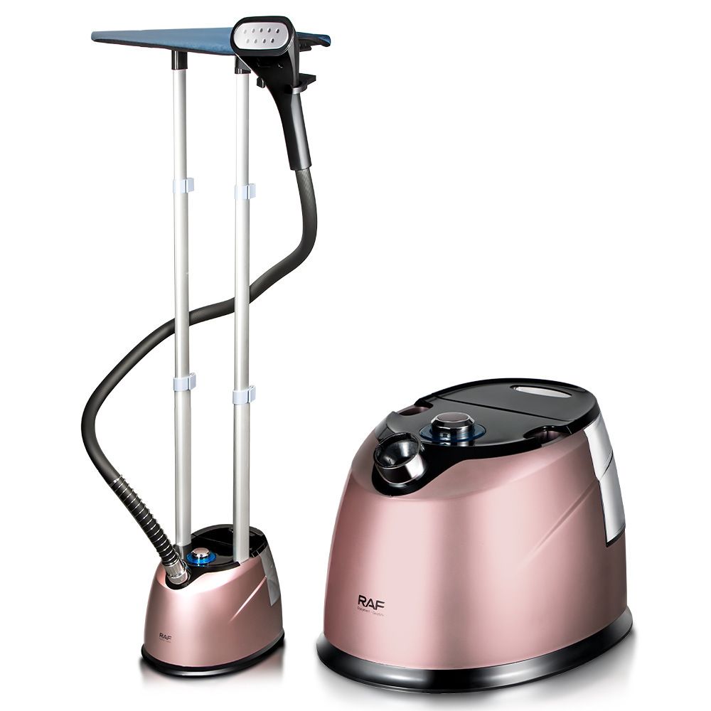 Standing Garment Steamer with Dual Support Poles, 2000W Powerful Steam, 2.2L Water Tank, Adjustable Height and Fabric Settings for Home and Small Boutique Use (RoseGold)