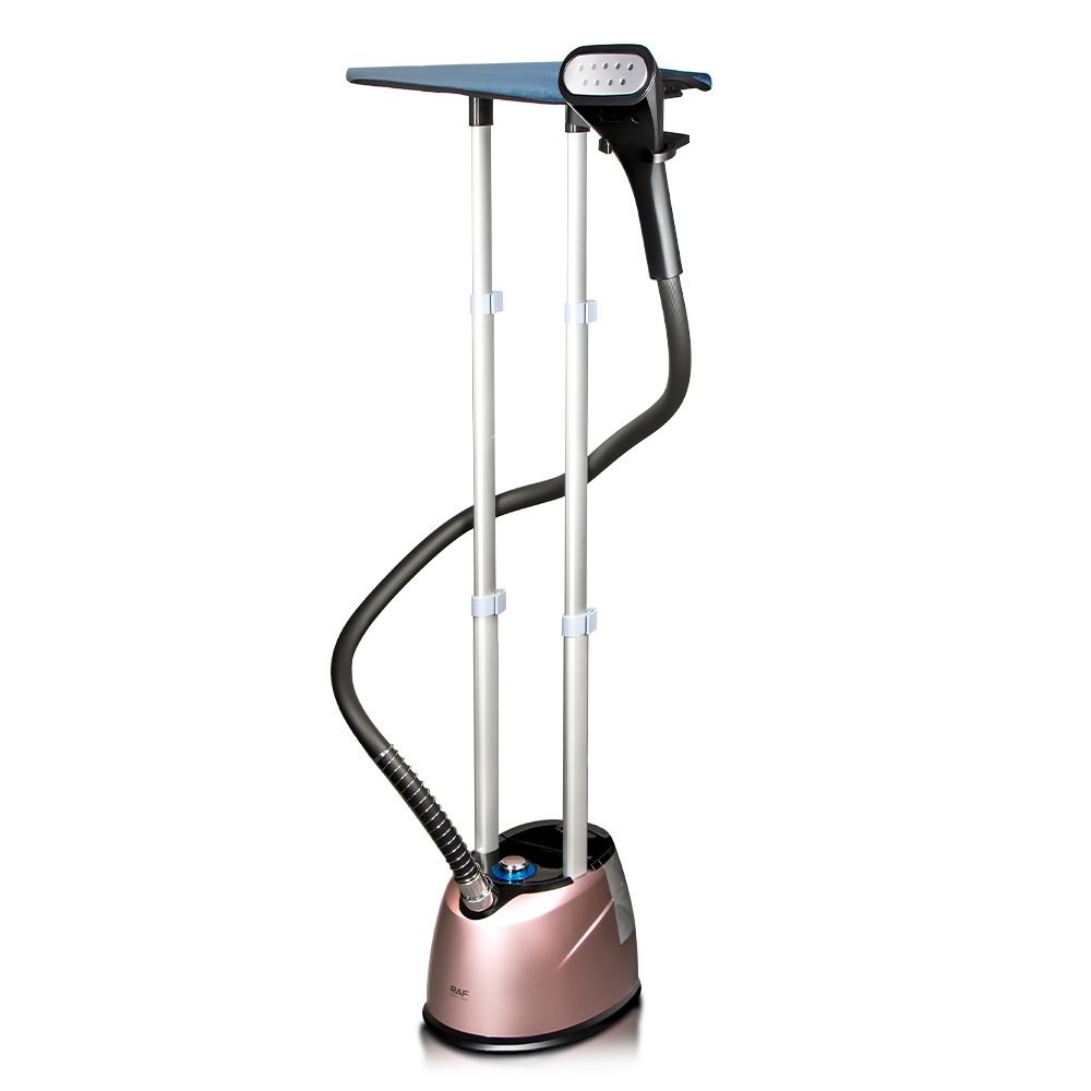 Standing Garment Steamer with Dual Support Poles, 2000W Powerful Steam, 2.2L Water Tank, Adjustable Height and Fabric Settings for Home and Small Boutique Use (RoseGold)