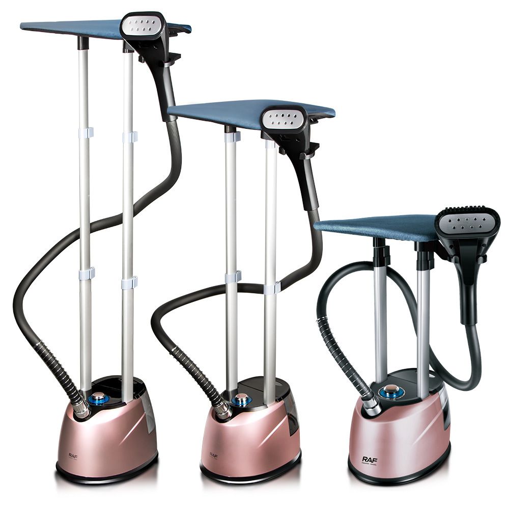 Standing Garment Steamer with Dual Support Poles, 2000W Powerful Steam, 2.2L Water Tank, Adjustable Height and Fabric Settings for Home and Small Boutique Use (RoseGold)