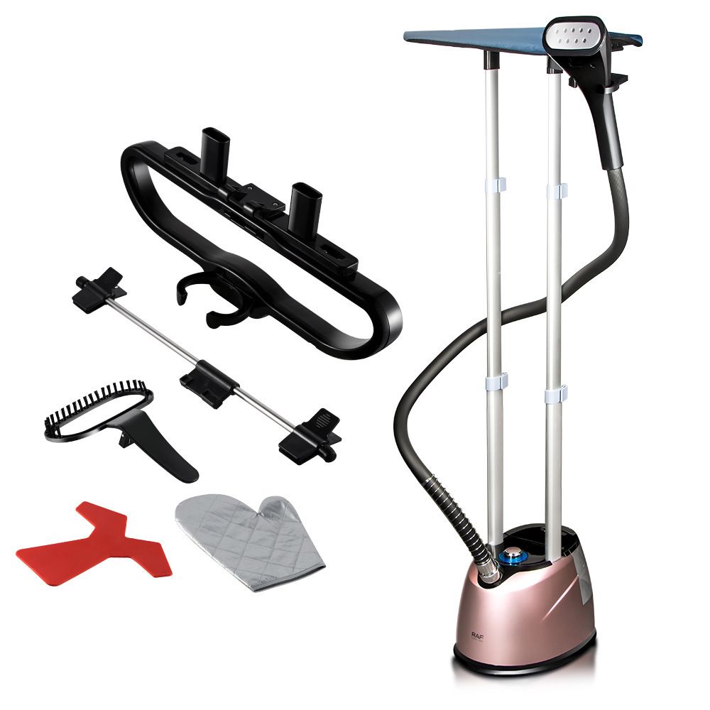 Standing Garment Steamer with Dual Support Poles, 2000W Powerful Steam, 2.2L Water Tank, Adjustable Height and Fabric Settings for Home and Small Boutique Use (RoseGold)