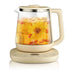 Multifunctional Electric Glass Kettle with Stainless Steel Base for Tea, Soup, Porridge, and Baby Food, 1.5L Capacity, 24-Hour Preset, Ideal for Home and Office Use (Beige)