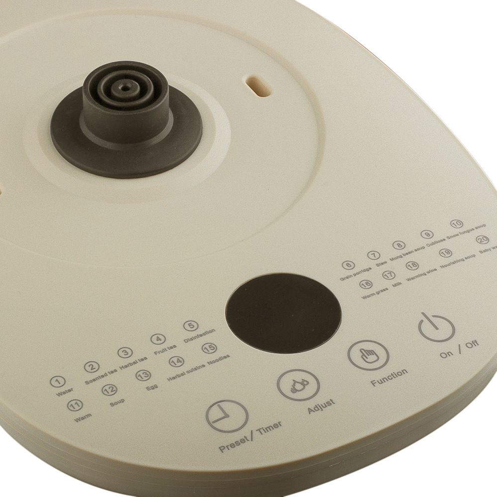 Multifunctional Electric Glass Kettle with Stainless Steel Base for Tea, Soup, Porridge, and Baby Food, 1.5L Capacity, 24-Hour Preset, Ideal for Home and Office Use (Beige)