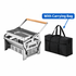 Foldable Portable Flip BBQ Grill and Fire Pit, 304 Stainless Steel Outdoor Camping Picnic Garden Barbecue Stove with Wooden Handle and Storage Bag (Silver)