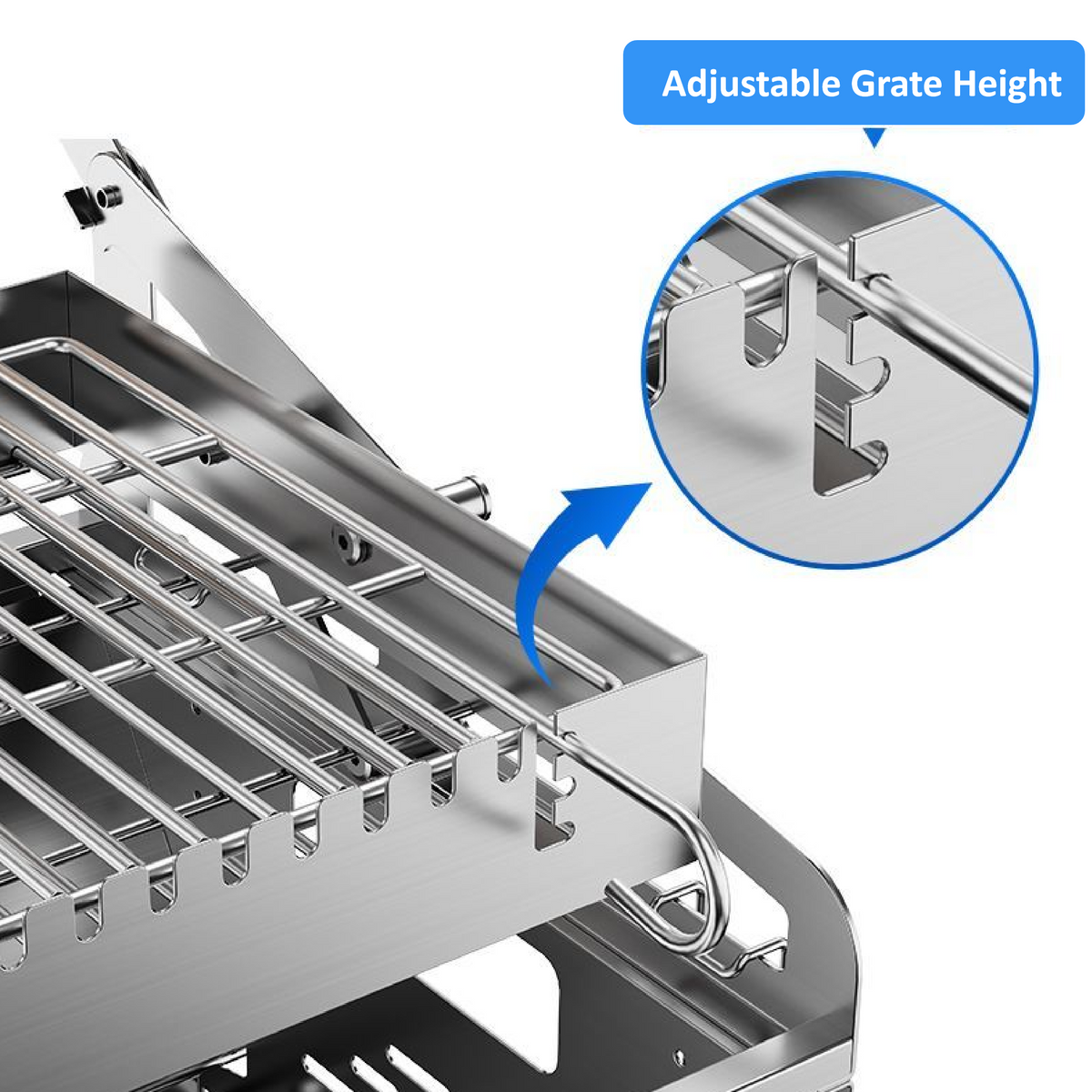 Portable Double-Sided Flip Charcoal Grill with 304 Stainless Steel Body and Wooden Handles for Outdoor Camping Picnics Park Parties and Garden Barbecues (A)