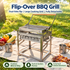 Portable Double-Sided Flip Charcoal Grill with 304 Stainless Steel Body and Wooden Handles for Outdoor Camping Picnics Park Parties and Garden Barbecues (A)