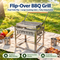Portable Double-Sided Flip Charcoal Grill with 304 Stainless Steel Body and Wooden Handles for Outdoor Camping Picnics Park Parties and Garden Barbecues (B)