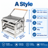 Portable Double-Sided Flip Charcoal Grill with 304 Stainless Steel Body and Wooden Handles for Outdoor Camping Picnics Park Parties and Garden Barbecues (B)