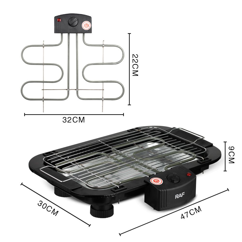2000W Electric Indoor Smoker Grill with Detachable Rack and Adjustable Heights for Home Kitchen Balcony and Small Outdoor Gatherings (Black)