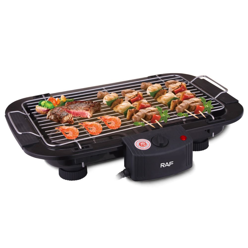 2000W Electric Indoor Smoker Grill with Detachable Rack and Adjustable Heights for Home Kitchen Balcony and Small Outdoor Gatherings (Black)