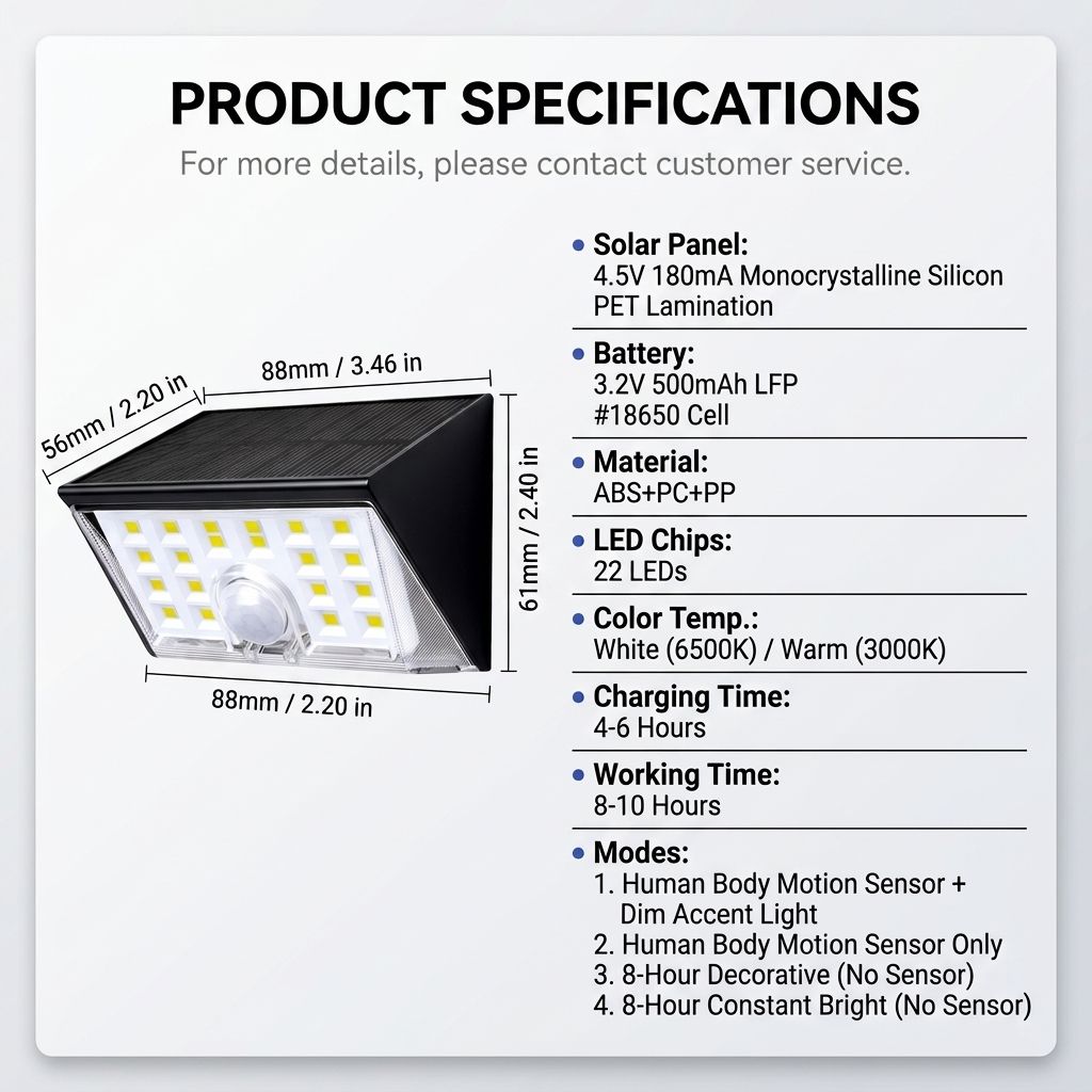 Solar LED Wall Light with Motion Sensor, 8-Pack 3000K Warm White, IP65 PIR