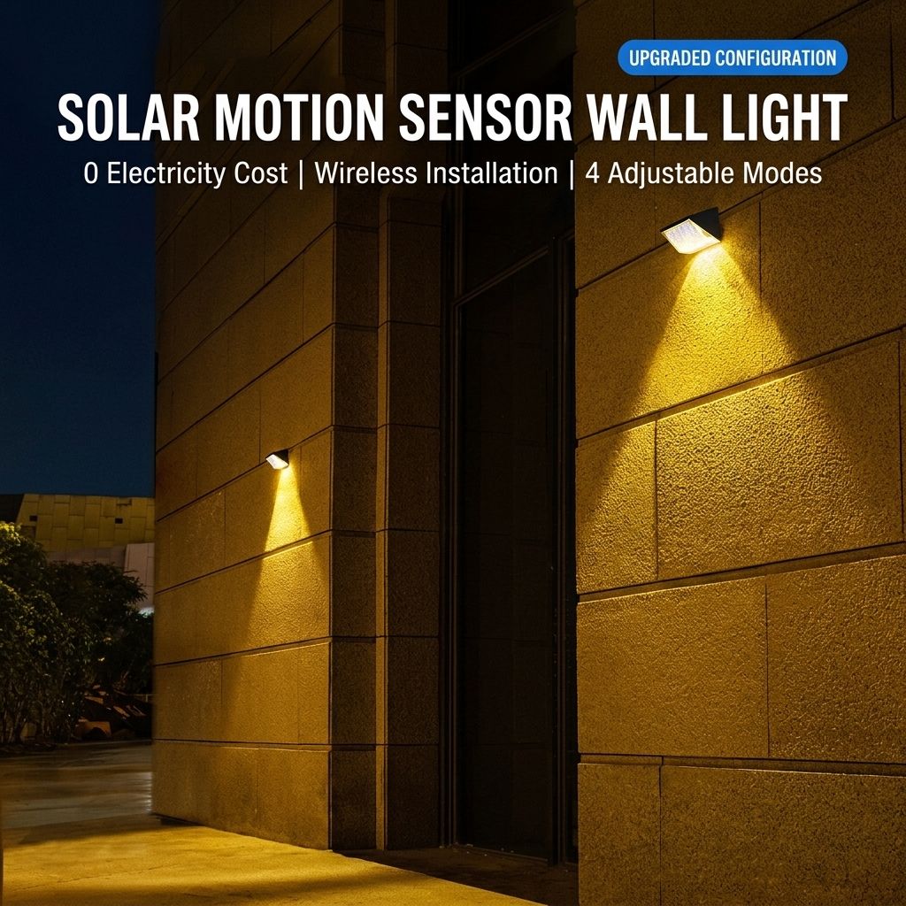 Solar LED Wall Light with Motion Sensor, 8-Pack 6500K Cool White, IP65 PIR