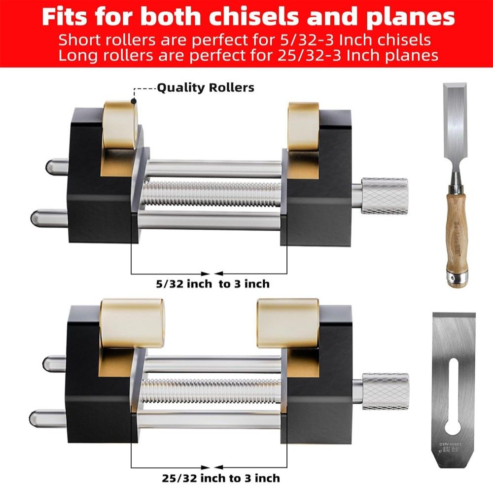 Adjustable Honing Guide Tool Set for Woodworking Chisels and Plane Blades with Rolling Base Angle Setting Plate and Multi-Angle Gauge for Sharpening Precision (Black)