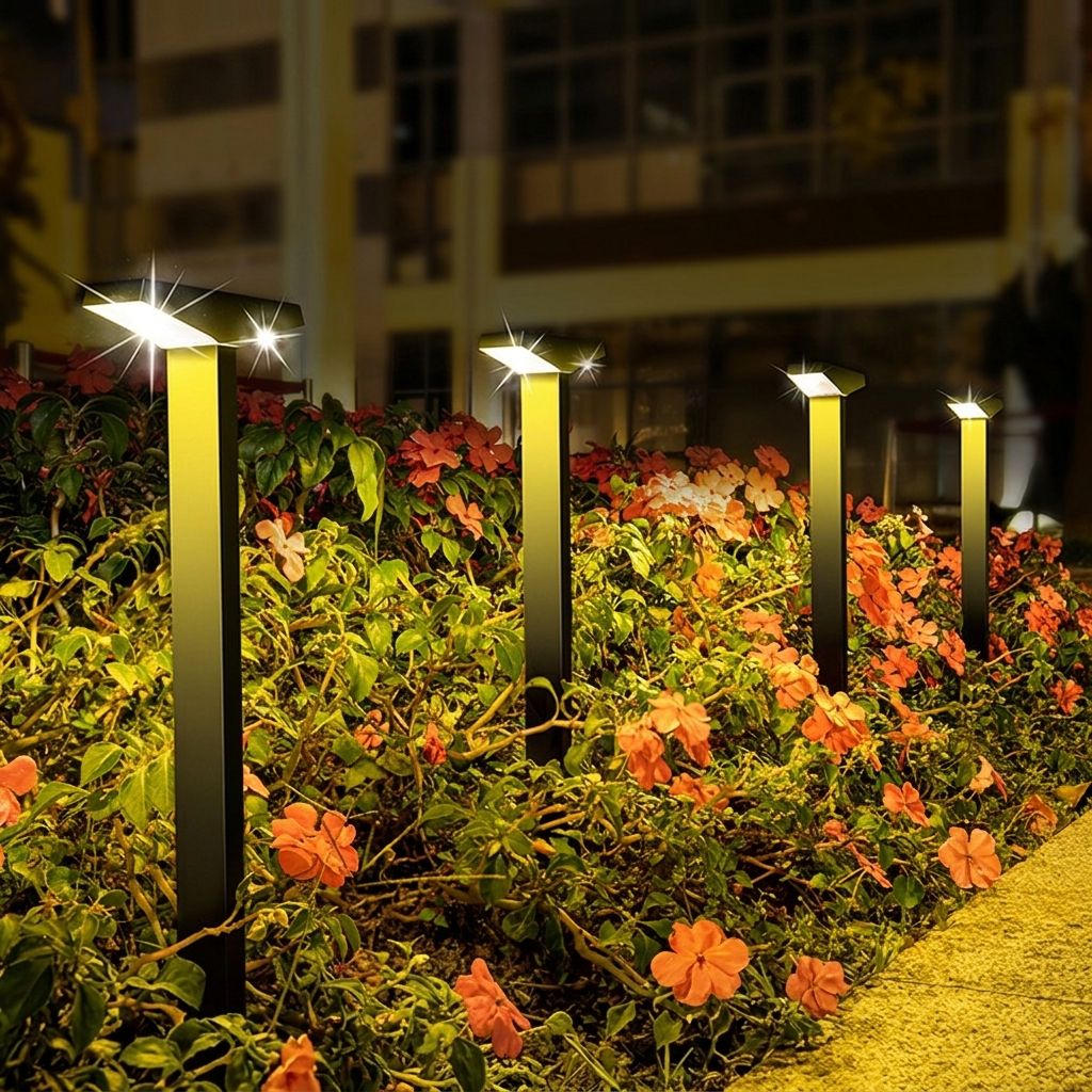 Solar Pathway Lights PET Panel, 8-Pack 3000K Warm White, Black Aluminum, IP45
