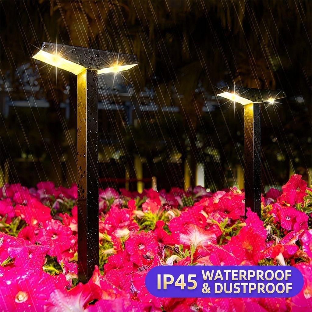 Solar Pathway Lights PET Panel, 8-Pack 3000K Warm White, Black Aluminum, IP45