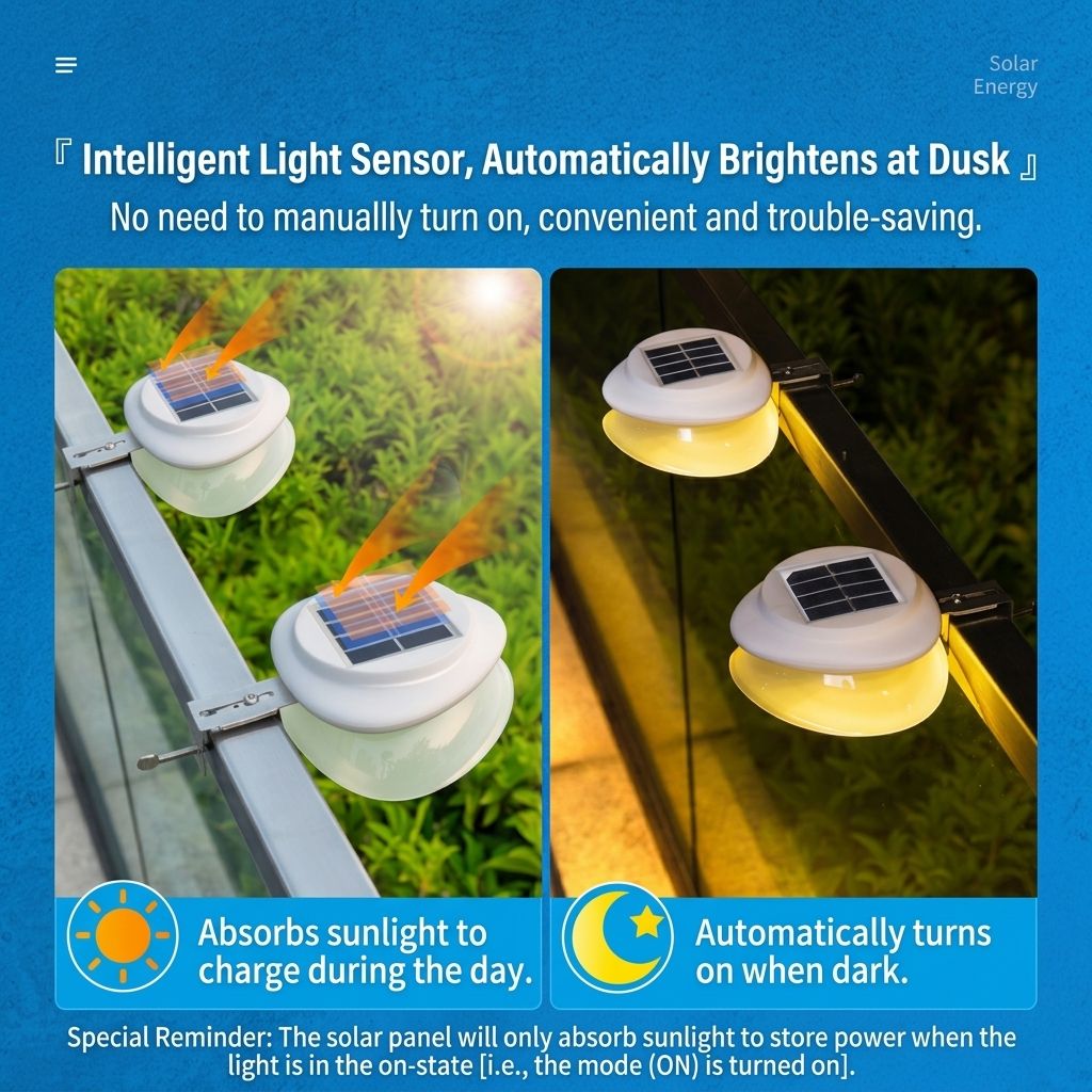 Solar Powered Fence Light with Durable ABS+PC Housing, Monocrystalline Silicon Panel, and Adjustable Mounting Clip for Outdoor Garden, Patio, Deck, and Walkway Illumination in Warm White or Cool White (4PCS, White Housing‑Warm White Light)