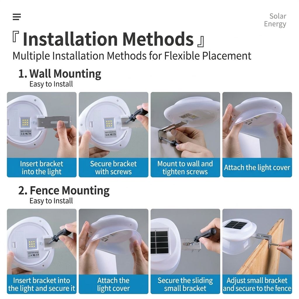 Solar Powered Fence Light with Durable ABS+PC Housing, Monocrystalline Silicon Panel, and Adjustable Mounting Clip for Outdoor Garden, Patio, Deck, and Walkway Illumination in Warm White or Cool White (4PCS, White Housing‑Warm White Light)