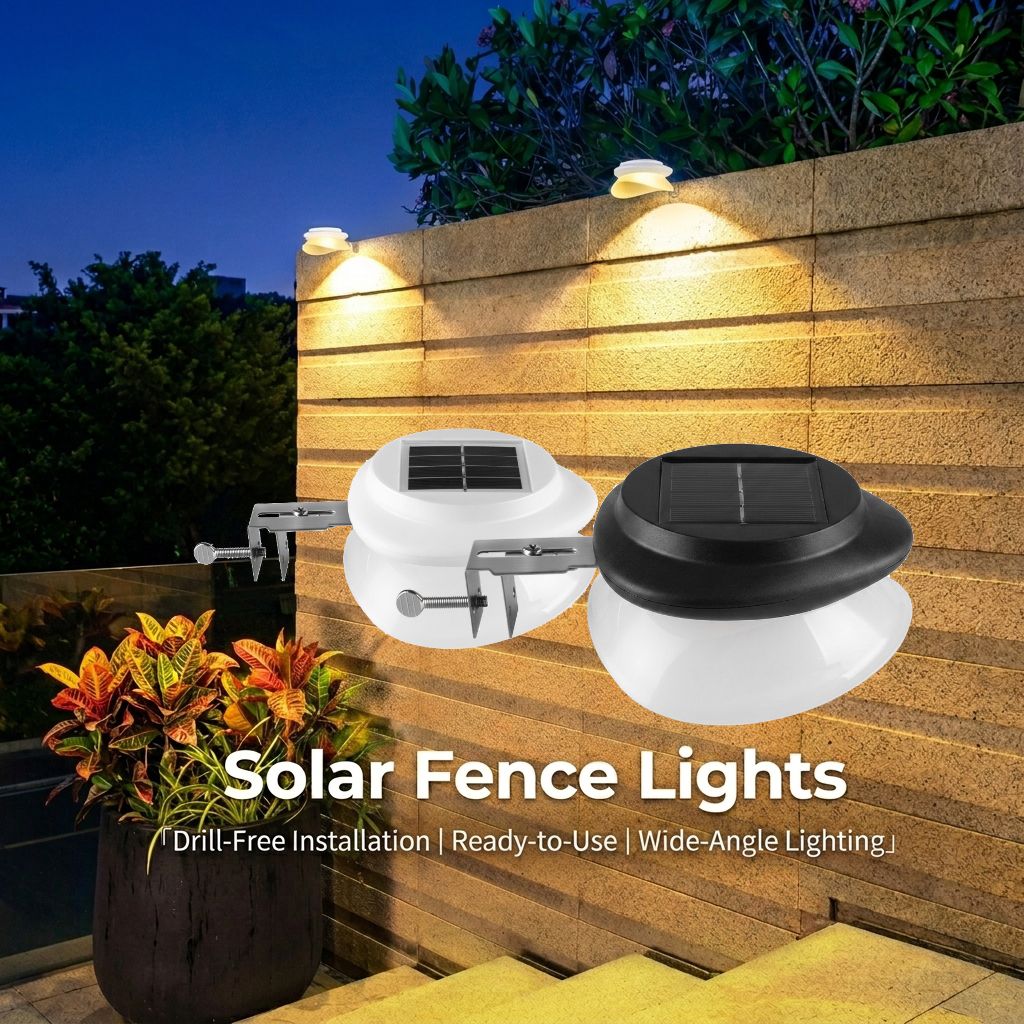 Solar Powered Fence Light with Durable ABS+PC Housing, Monocrystalline Silicon Panel, and Adjustable Mounting Clip for Outdoor Garden, Patio, Deck, and Walkway Illumination in Warm White or Cool White (8PCS, White Housing‑Warm White Light)