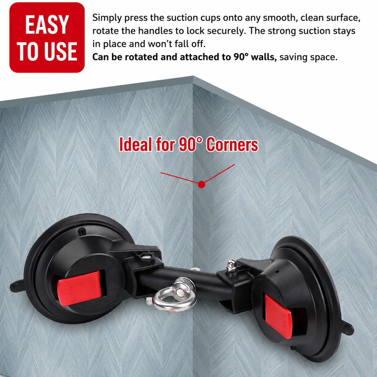 Heavy-Duty Suction Cup Anchor for Large Dogs, Dual 120mm Cups, Rotating Ring
