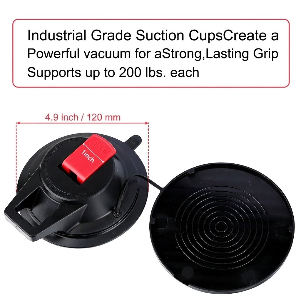 Heavy-Duty Suction Cup Anchor for Large Dogs, Dual 120mm Cups, Rotating Ring