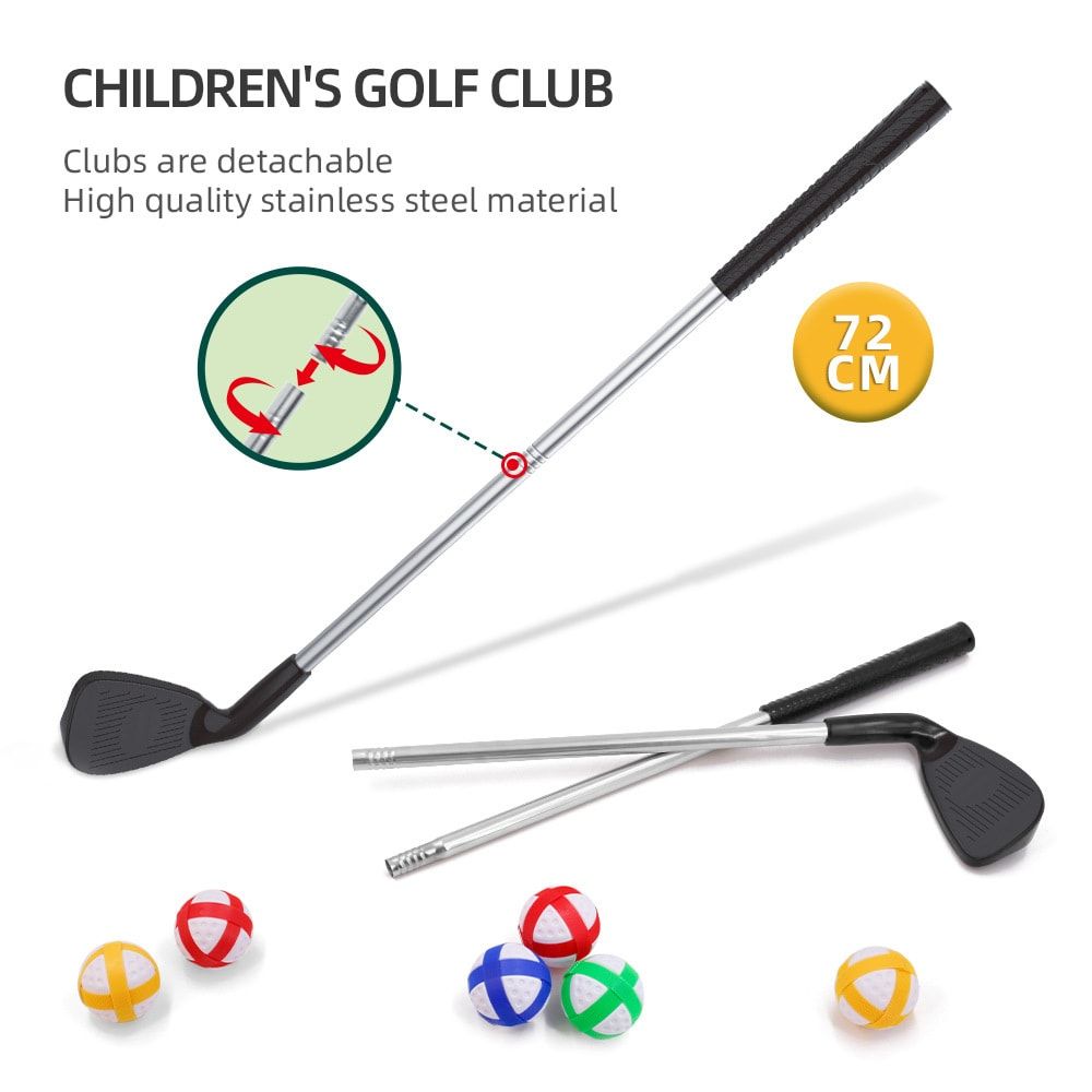 3-in-1 Kids Golf Putting & Tossing Game Set for Indoor/Outdoor Family Fun – Includes Stainless Steel Putter, Cloth Mat, Soft Balls, Beanbags, and Rings for Interactive Play (B)