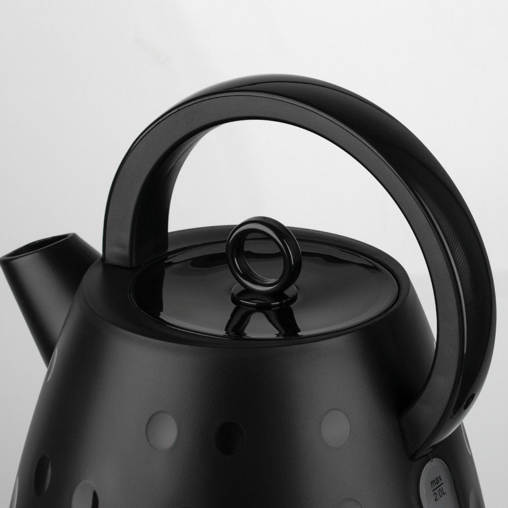 Electric Kettle 2L Large Capacity Rapid Boil Water Heater with Wide Top Handle and Clear Water Level Window for Home Office Tea and Coffee (Black)