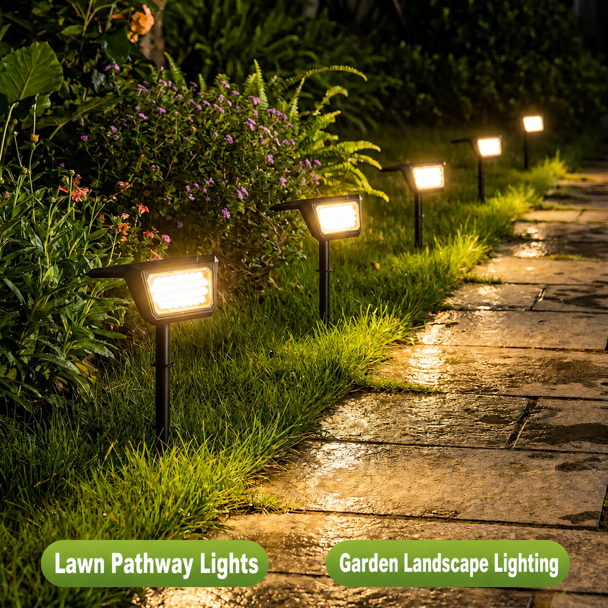 Solar Powered Landscape Spotlights, IP65 Waterproof, 4-Pack 3200K Warm White
