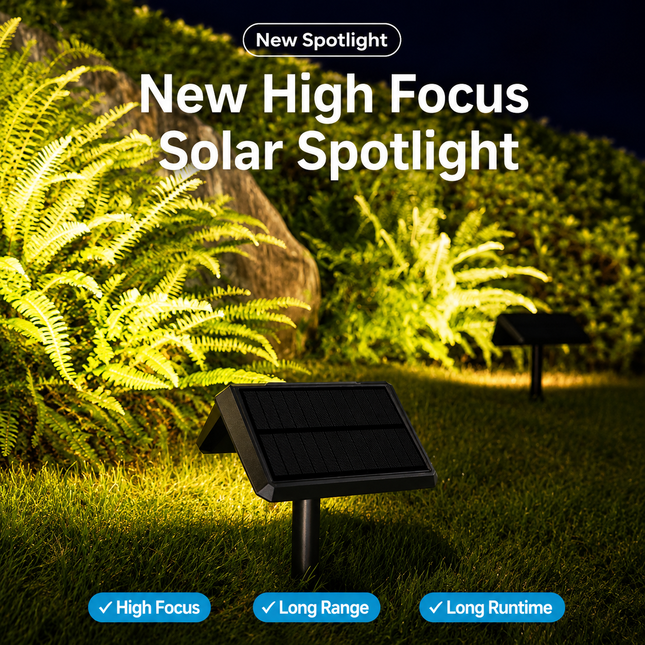 Solar Powered Landscape Spotlights, IP65 Waterproof, 4-Pack 3200K Warm White