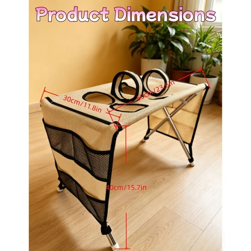 Foldable Pet Grooming Table for Cats and Small Dogs, Multi-functional Care Station with Mesh Bed, Storage Pockets, and Adjustable Restraint Straps for Nail Trimming, Hair Brushing, Bathing, and Ear Cleaning (Blue)