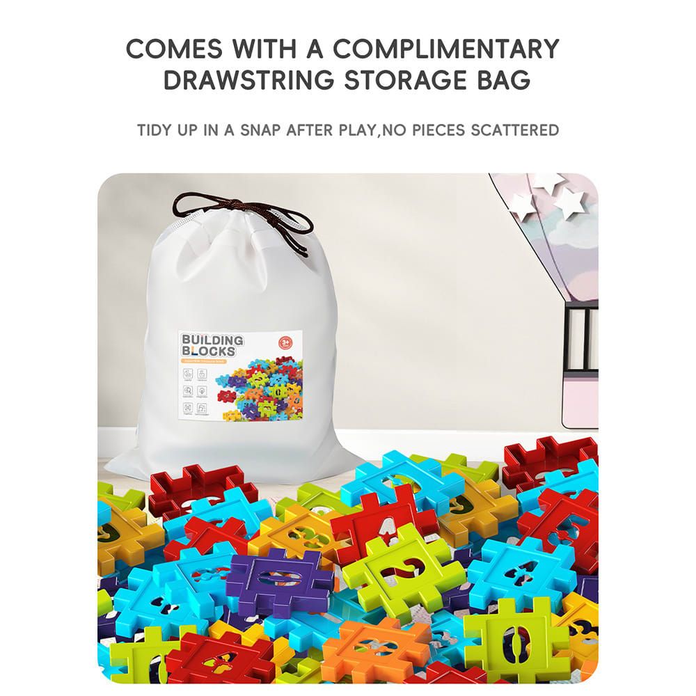 Creative DIY Puzzle Building Blocks Set for Kids Ages 3+ – Colorful Snap-Together Squares for Early Learning, Alphabet & Number Recognition, and Fun 3D Shape Construction at Home (727PCS)