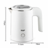 Compact 600W Electric Kettle with Stainless Steel Interior, 0.8L Capacity and 360° Rotating Base for Home, Office and Travel Beverages (Black)