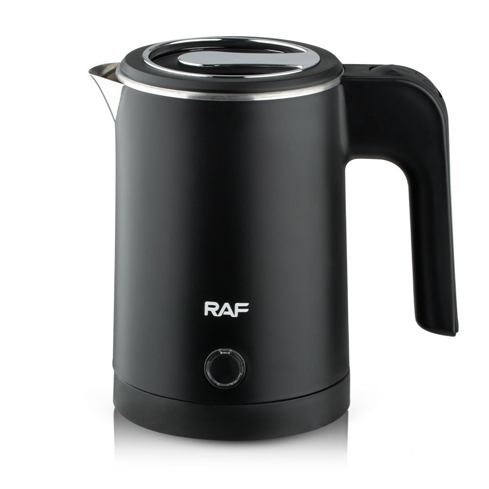 Compact 600W Electric Kettle with Stainless Steel Interior, 0.8L Capacity and 360° Rotating Base for Home, Office and Travel Beverages (Black)