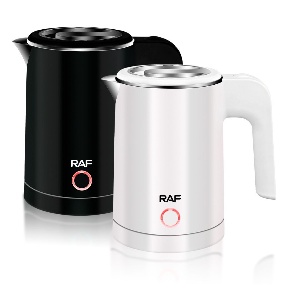 Compact 600W Electric Kettle with Stainless Steel Interior, 0.8L Capacity and 360° Rotating Base for Home, Office and Travel Beverages (White)