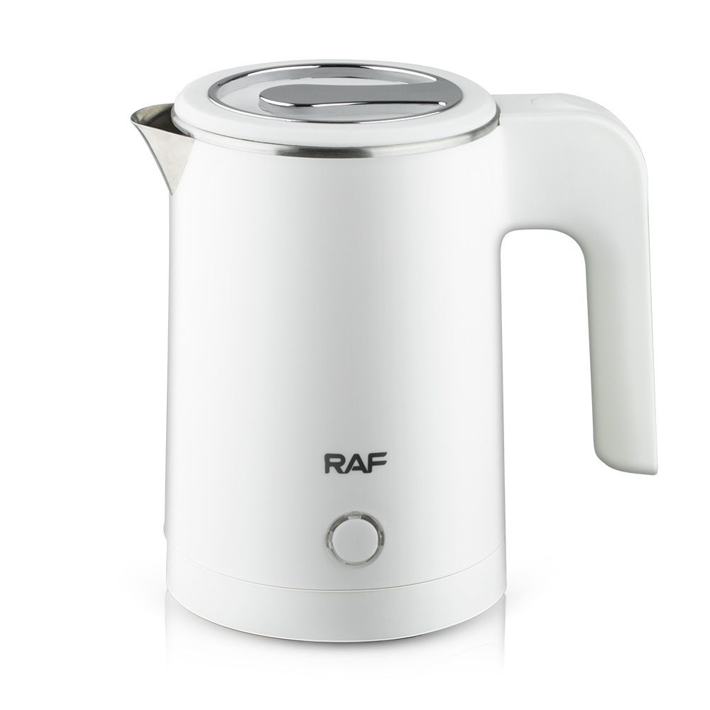 Compact 600W Electric Kettle with Stainless Steel Interior, 0.8L Capacity and 360° Rotating Base for Home, Office and Travel Beverages (White)
