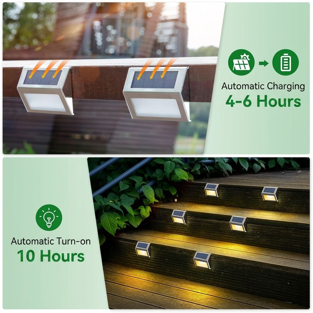 Solar Powered Step Lights, 24-Pack 3000K Warm White, IP65 Stainless Steel