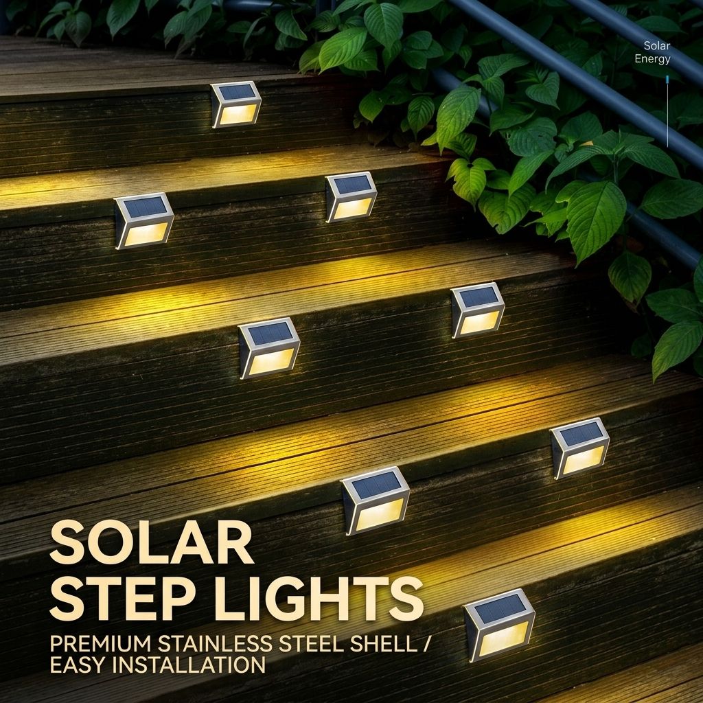 Solar Powered Step Lights, 24-Pack 6000K Cool White, IP65 Stainless Steel