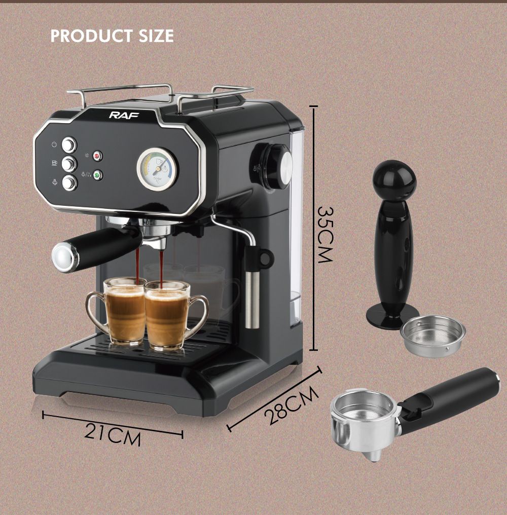 Semi-Automatic Espresso Coffee Machine with Steam Wand for Home and Small Office Use, Dual Cup Extraction, Milk Frother for Cappuccino Latte Macchiato (Ivory)