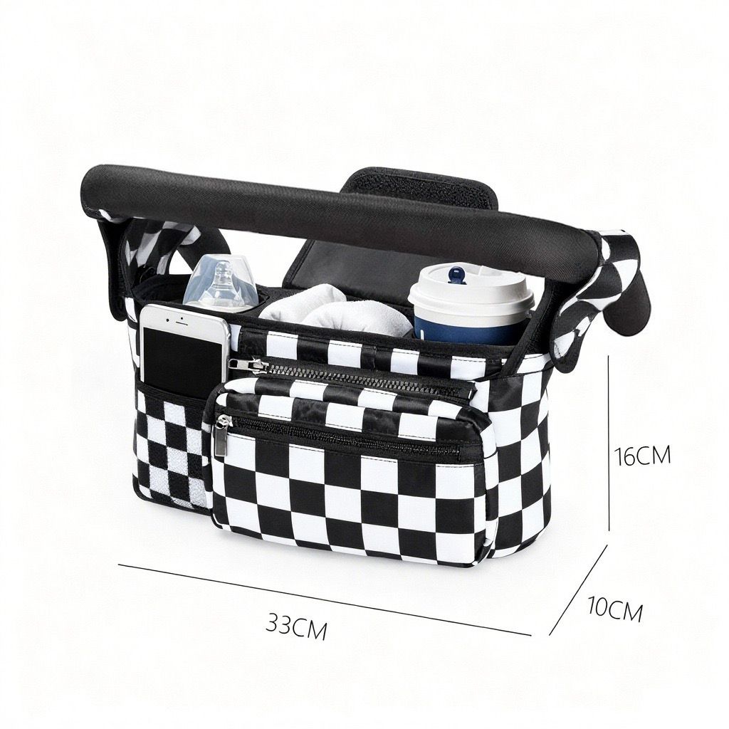 Multifunctional Stroller Organizer Bag – Universal Hanging Storage Pouch with Insulated Bottle Holder, Detachable Pouch, and Adjustable Straps, Doubles as a Crossbody Diaper Bag for On-the-Go Convenience (Green Sloth)