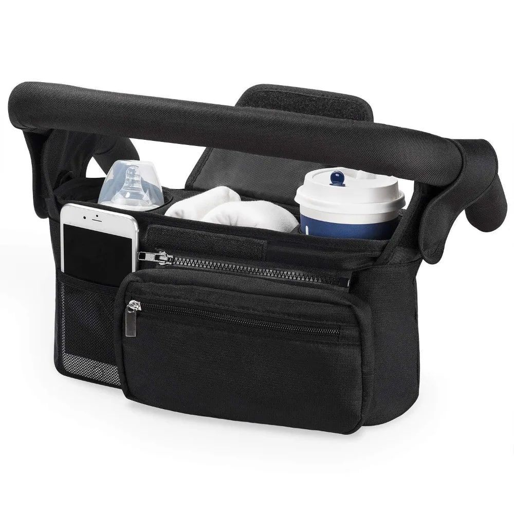 Multifunctional Stroller Organizer Bag – Universal Hanging Storage Pouch with Insulated Bottle Holder, Detachable Pouch, and Adjustable Straps, Doubles as a Crossbody Diaper Bag for On-the-Go Convenience (Green Sloth)