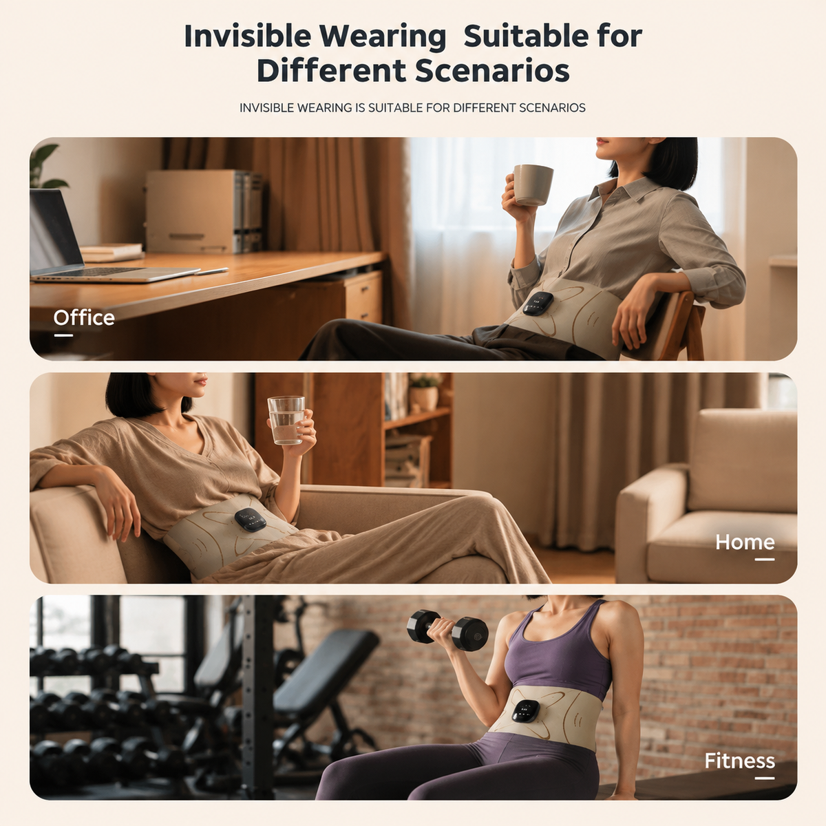 EMS Microcurrent Pulse Waist Massage Belt with Graphene Heating & Lumbar Support, Foldable & Washable for Home, Office & Fitness Relaxation (Pulse belt (Free extension strap))