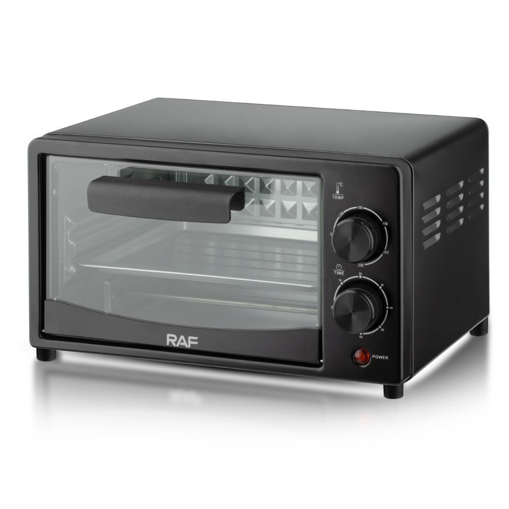 Compact 7L Countertop Electric Oven with Adjustable Temperature and Timer, Metal Housing, Visible Glass Door, Perfect for Toasting Bread and Roasting Small Meals at Home (Black)