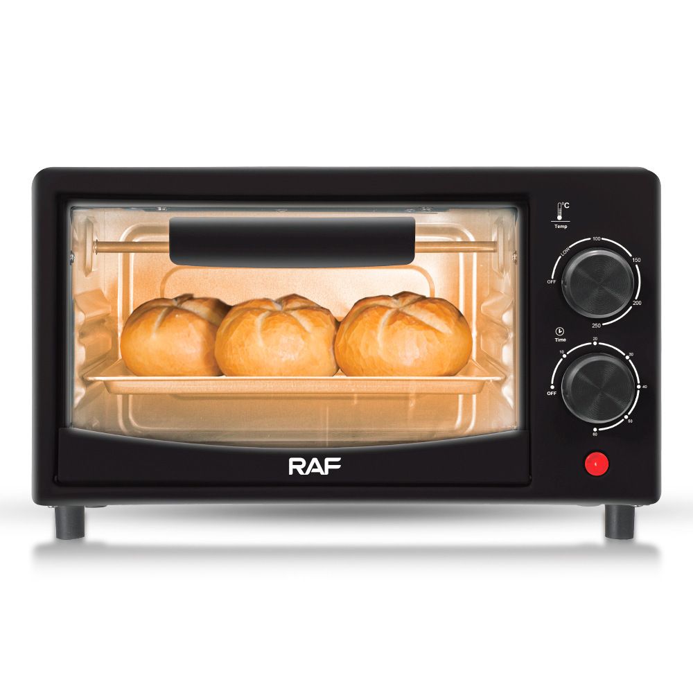 Compact 7L Countertop Electric Oven with Adjustable Temperature and Timer, Metal Housing, Visible Glass Door, Perfect for Toasting Bread and Roasting Small Meals at Home (Black)