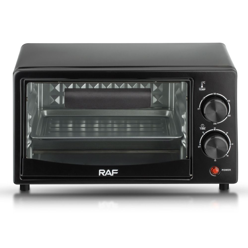 Compact 7L Countertop Electric Oven with Adjustable Temperature and Timer, Metal Housing, Visible Glass Door, Perfect for Toasting Bread and Roasting Small Meals at Home (Black)