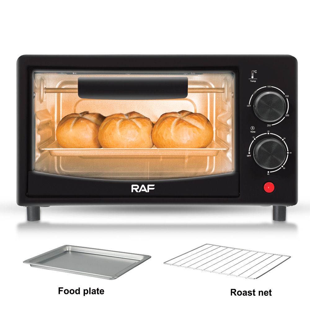 Compact 7L Countertop Electric Oven with Adjustable Temperature and Timer, Metal Housing, Visible Glass Door, Perfect for Toasting Bread and Roasting Small Meals at Home (Black)