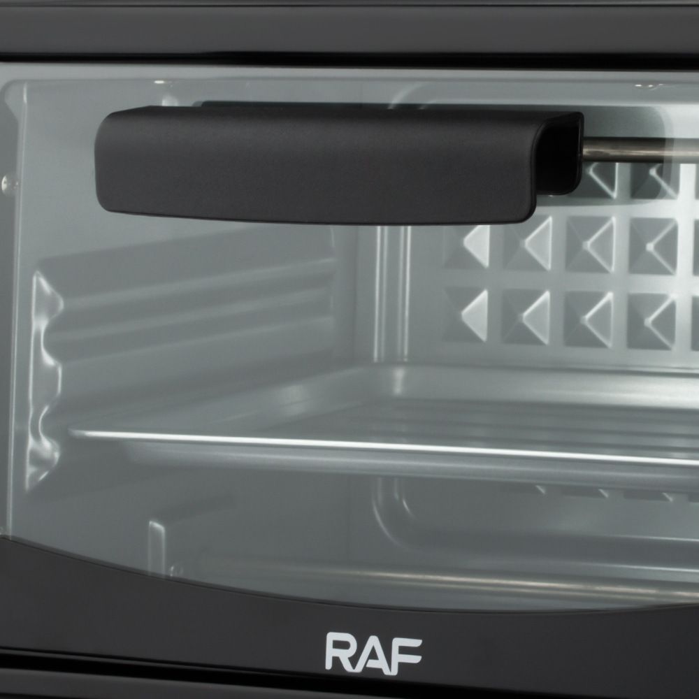 Compact 7L Countertop Electric Oven with Adjustable Temperature and Timer, Metal Housing, Visible Glass Door, Perfect for Toasting Bread and Roasting Small Meals at Home (Black)