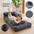 Foldable Corduroy Sofa Bed with Tufted Buttons and Side Buckle Straps, Convertible Lounger for Reading, Gaming, Napping and Relaxing in Living Rooms (DarkGrey)