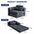 Foldable Corduroy Sofa Bed with Tufted Buttons and Side Buckle Straps, Convertible Lounger for Reading, Gaming, Napping and Relaxing in Living Rooms (DarkGrey)