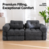Foldable Corduroy Sofa Bed with Tufted Buttons and Side Buckle Straps, Convertible Lounger for Reading, Gaming, Napping and Relaxing in Living Rooms (DarkGrey)