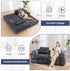 Foldable Corduroy Sofa Bed with Tufted Buttons and Side Buckle Straps, Convertible Lounger for Reading, Gaming, Napping and Relaxing in Living Rooms (DarkGrey)