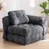 Foldable Corduroy Sofa Bed with Tufted Buttons and Side Buckle Straps, Convertible Lounger for Reading, Gaming, Napping and Relaxing in Living Rooms (DarkGrey)