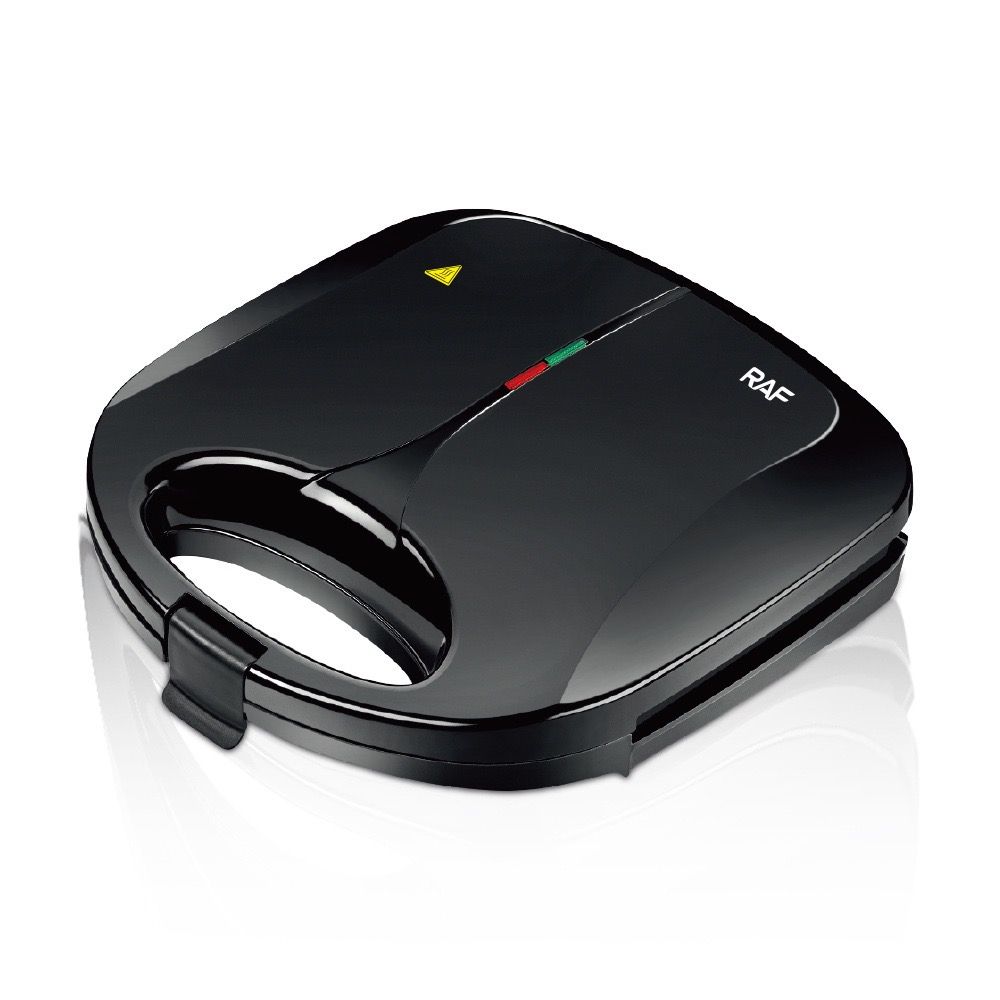 Compact 850W Dual-Sided Sandwich Maker with Non-Stick Striated Plates, Portable Snap-Lock Handle, Effortless Cleanup for Quick Homemade Breakfasts, Snacks, and Light Meals (Black)